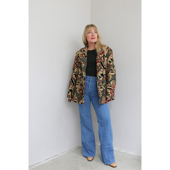 1990's Vintage Painted Pony Tapestry Bohemian Jacket ~ Women's LG XL ~ Fall Coat - Picture 8 of 10